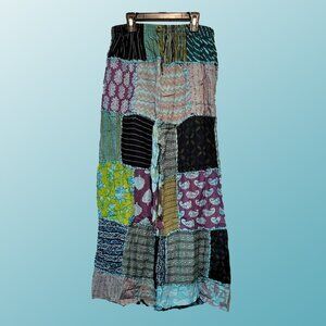 Wevez Thai Harem Blue & Green Patchwork Aladdin Gypsy Festival Pants